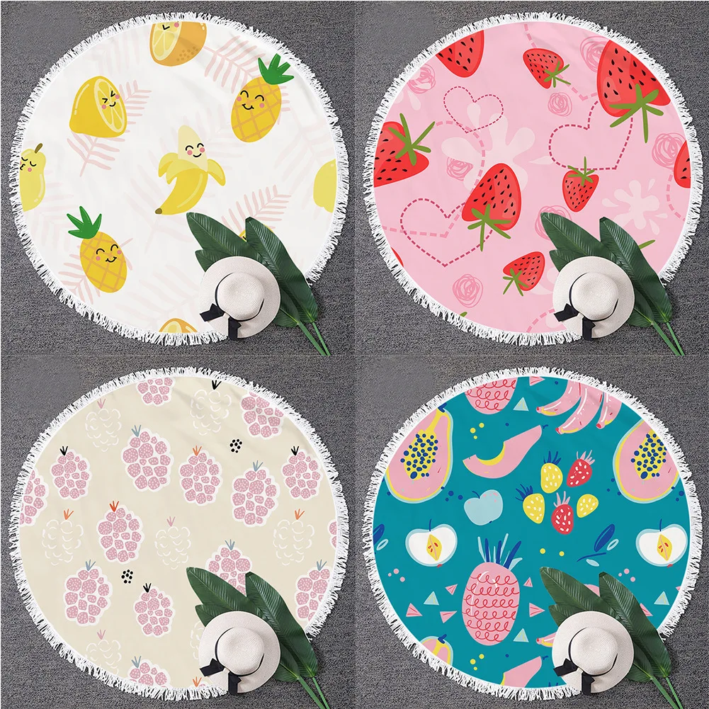 Microfiber Custom Full Printed Round Beach Towel Customized Woven Microfiber Fabric OEM Beach Travel Gym Sports Customized Size