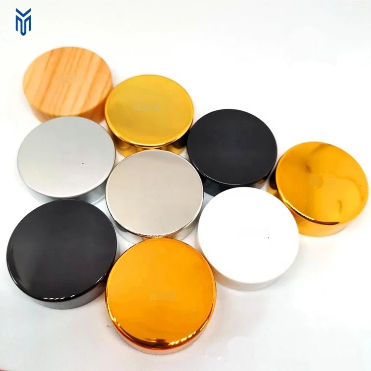 Wholesale 38mm 40mm gold silver cosmetic jars screw cap electroplating plastic lid glass jar gold lid