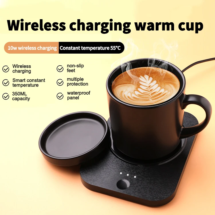 Reusable Temperature Control Smart Coffee Mug Self Heating Cup With Thermostat Usb Warmer And Wireless Charger For Iphone