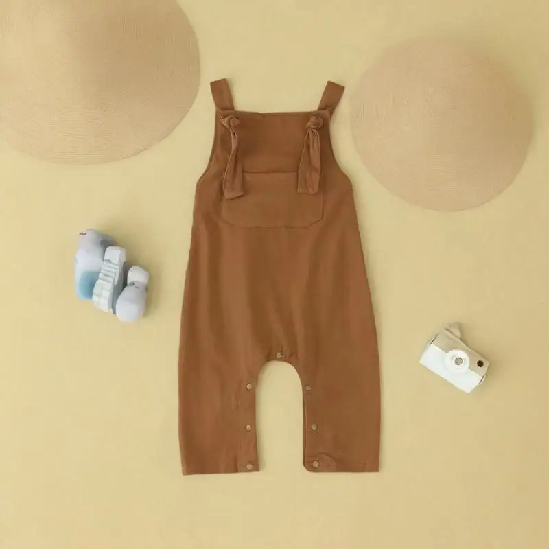 Newborn clothes romper ribbed bodysuit waffle 95%bamboo 5%spandex Baby sleeveless Summer fashion plain cotton baby boy dungarees