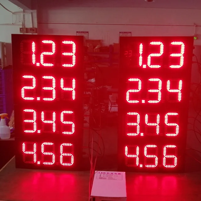 Outdoor Waterproof RF Remote Control RGB Led Gas Station Price Digits Display Board Led Price Sign Screen