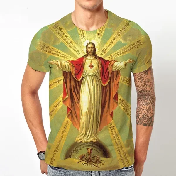 Free Shipping Wholesale Religious Virgin Mary T-shirts Clothing Custom Jesus Christ T Shirt With Cheap Price