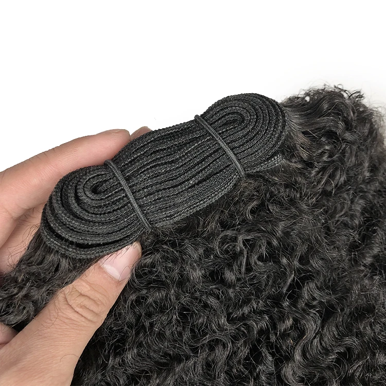 Wholesale 12A Grade Raw Indian Human Hair Bundles Double Drawn Curly Raw Human Hair Weft