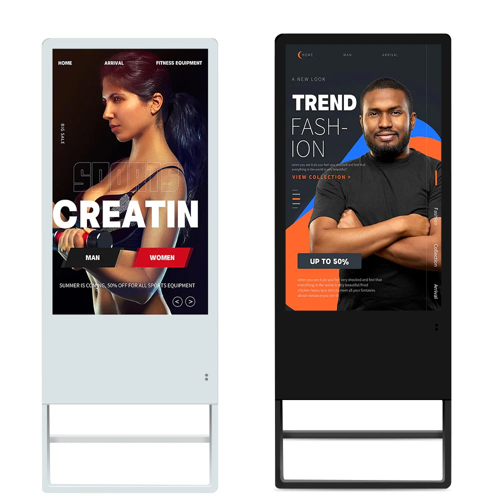 43 Inch Standalone Totem Kiosk Foldable Portable Advertising Battery Powered Digital Signage Lcd Poster Screen Display