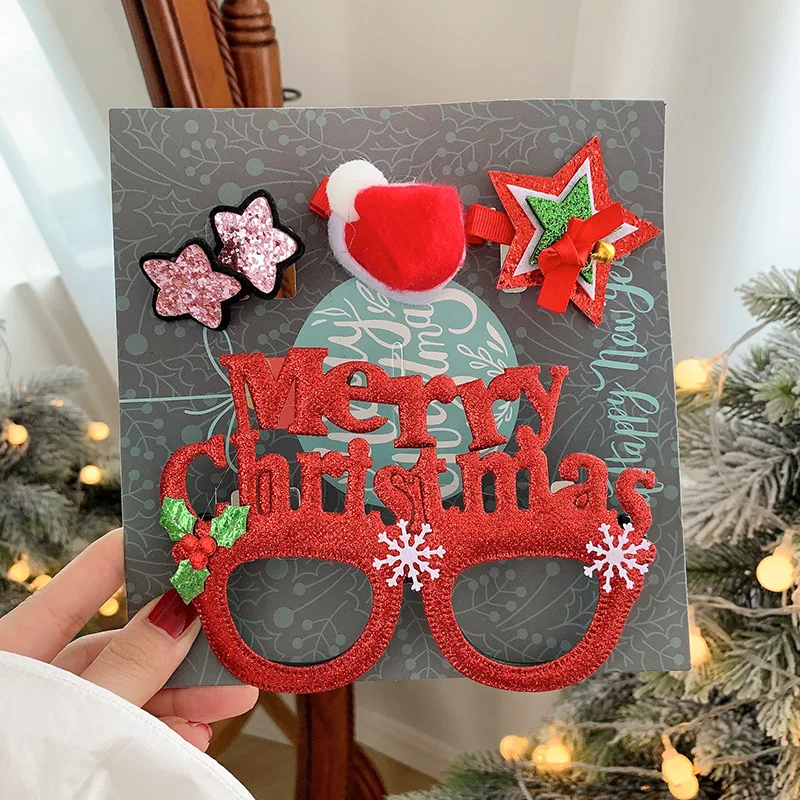 Christmas Small Hairclip Gift Gift Set Headwear Hairpin Glasses Frame Antlers Bracelet Hairpin Head Buckle