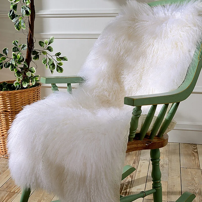 Tibetan lamb fur throw long hair tibet lamb skin rug seat cushion
