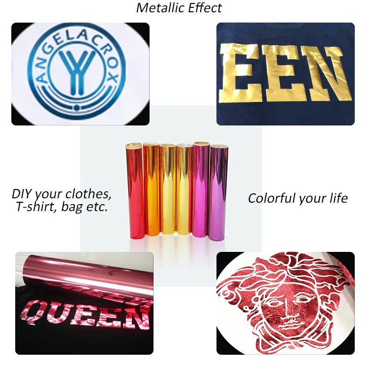 Custom iron on printable print film clothing label Soft Metallic heat transfers vinyl for tshirts transfer printing