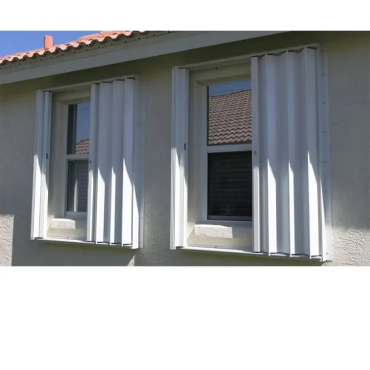 Outside Hurricane Shutters Accordion Folding Door Exterior Windows with Aluminium Accessories Hurricane Impact Blinds