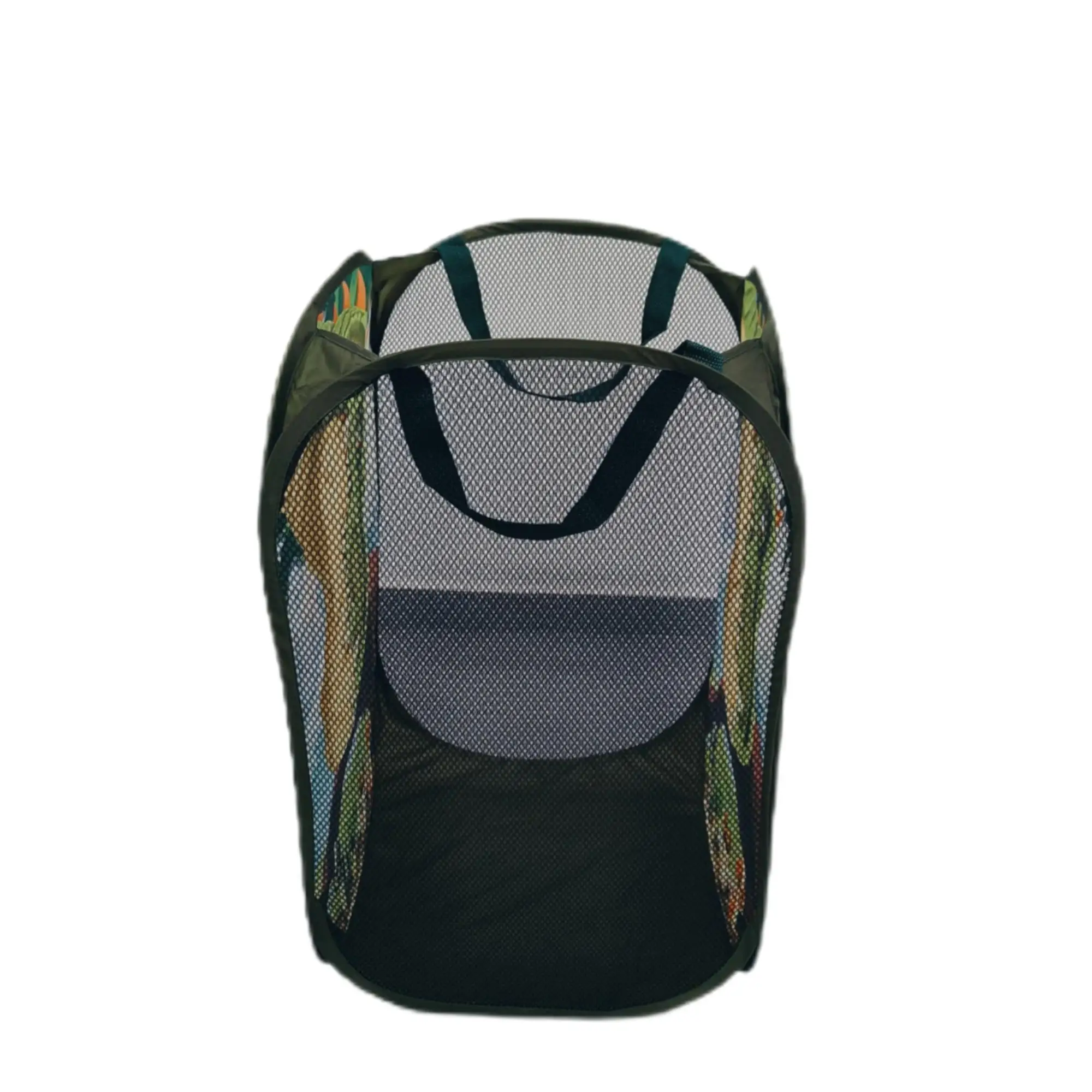 Put Away Dirty Clothes Big Space Mesh Net Polyester Custom Easy to Open&Fold Design Manufacture Dinosaur Square Laundry Basket