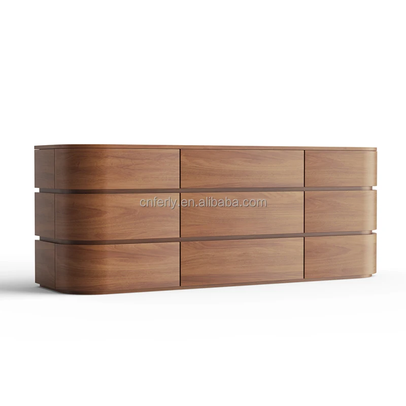 FERLY Luxury Bedroom Furniture Modern American Design Dresser Chest Table Sets Oak 9 Drawer Dresser