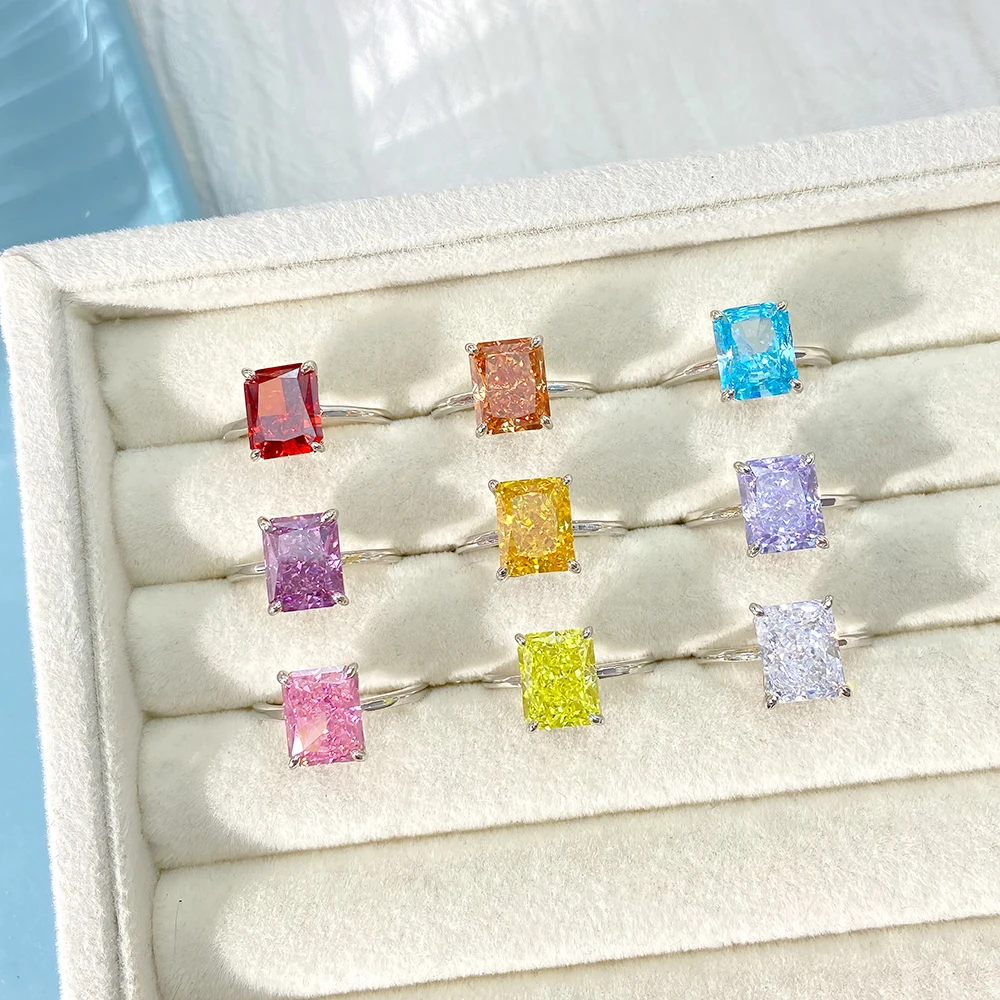 FOXI High Quality hot sale 8A iced cut pink stone 925 silver Ring women fine jewelry 925 Sterling Silver ring