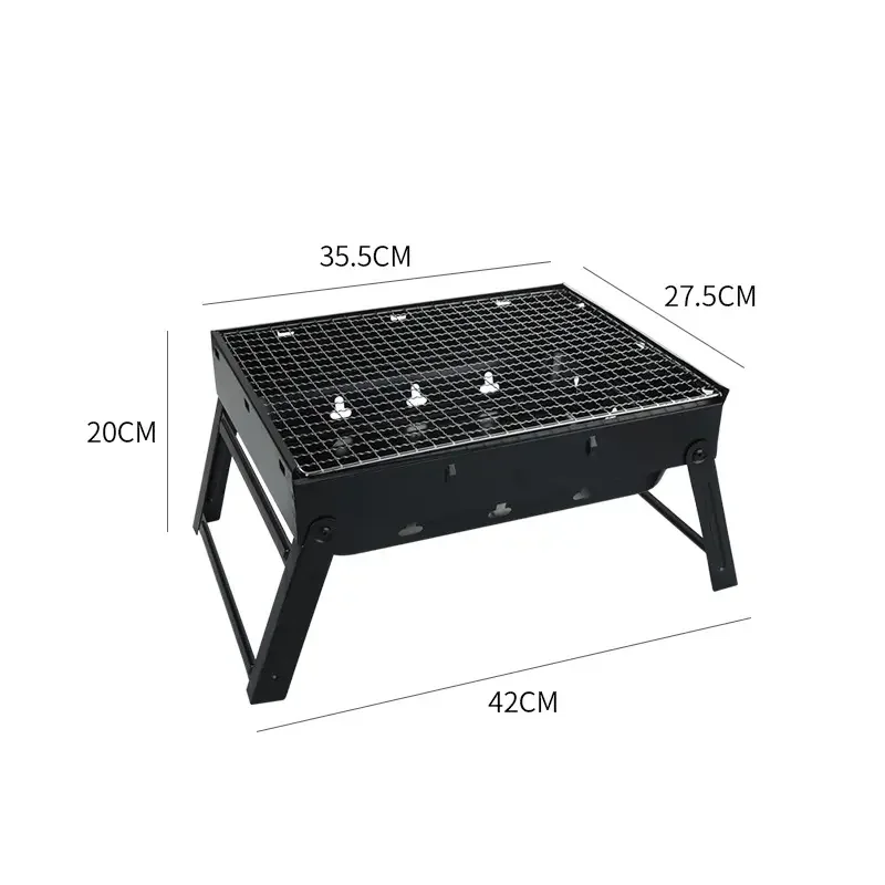 Cheap Black Steel Foldable Square Barbecue Stove Picnic Mini Portable Camping Small Charcoal Grills Bbq Outdoor
