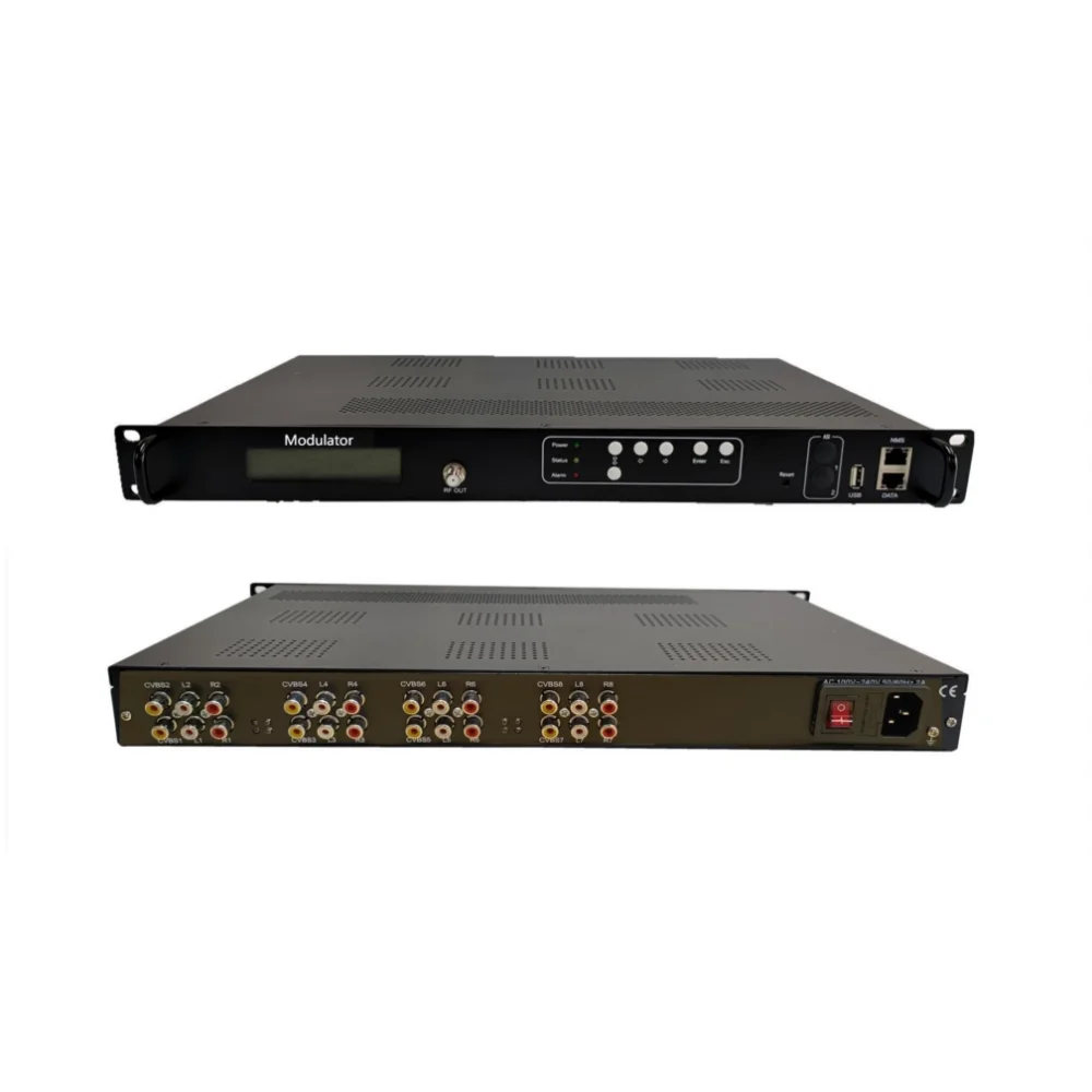 4/8 AV to RF CVBS Encoder Modulator DVB-C DVB-T ISDBT ATSC MPEG-2 SD Encoder Modulator