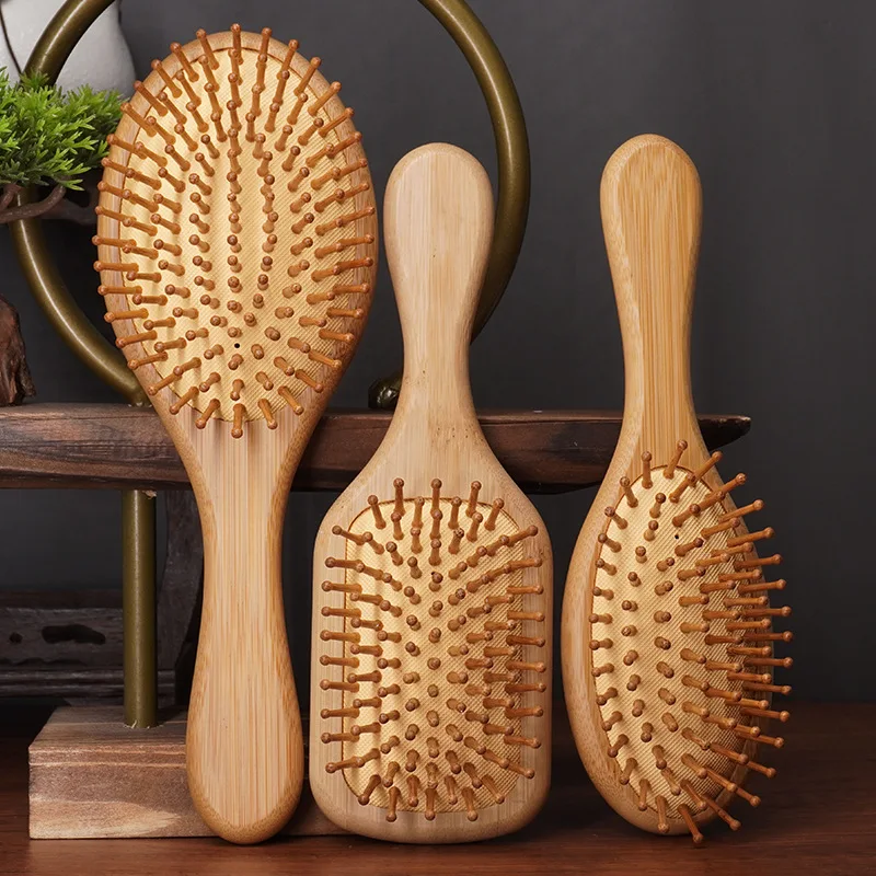 Bamboo Air Cushion Massage Comb Smooth Hair Not Knotted Practical Comb High Elastic Head Massage Air Bag Comb Hair Brush