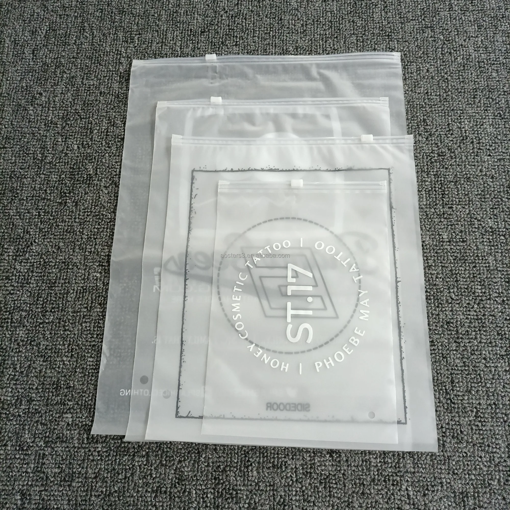 Printed Logo Self Sealing Shirt Clothes Compostable zipper bag for clothing