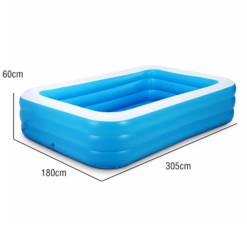
2021 Large Size 305cm Three Rings Blue and White PVC Inflatable Family Swimming Pool Outdoor 
