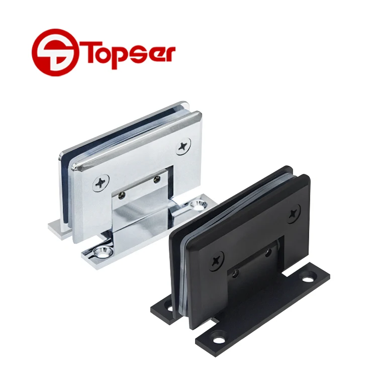 TOPSER Solid Brass 90 Degree Adjustable H Type Wall to Glass Mount Shower Door Pivot Hinge Hardware