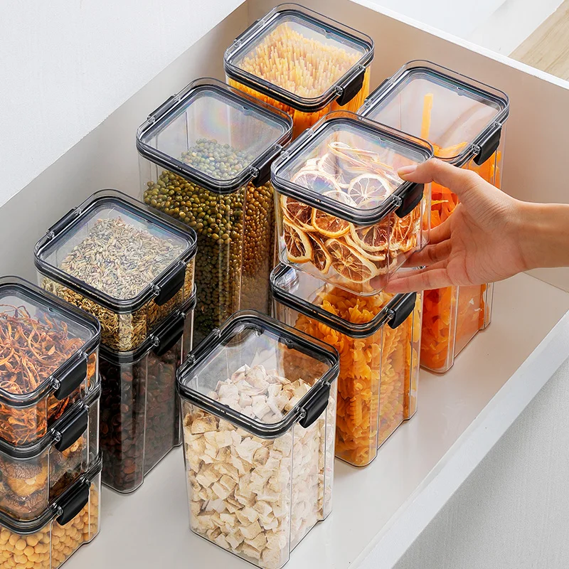 Stackable 6 Pieces set BPA free airtight kitchen organizer food container storage boxes bins lid storage containers plastic set