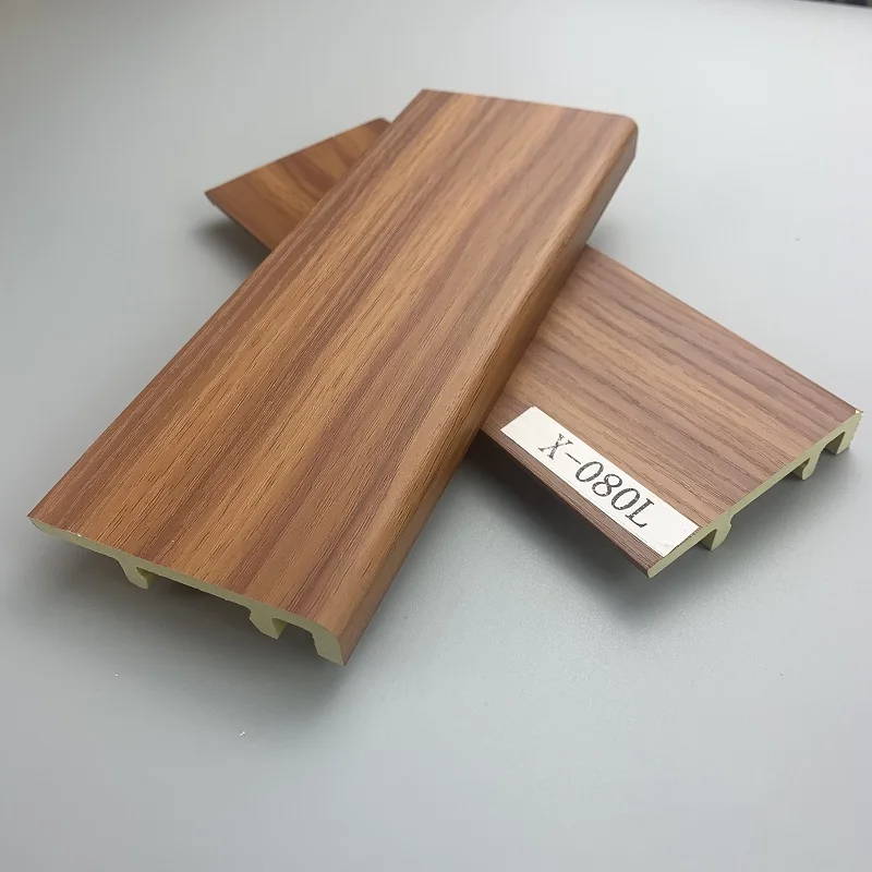 cheap wood plastic composite Plinth Profiles Baseboard kitchen waterproof PVC skirting board
