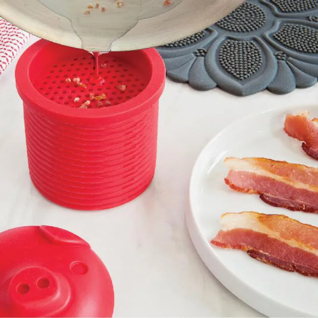 Silicone Bacon Grease Container Strainer - Silicone Jar with Strainer Frying Oil Can with Lid Separator Food Storage