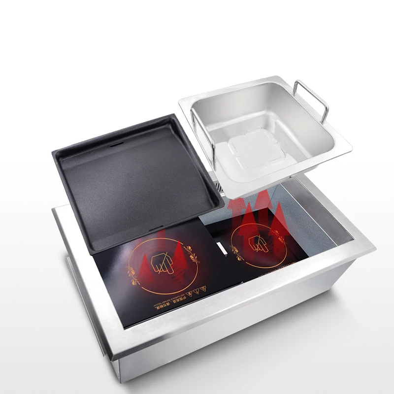 Zhuoyue D340A Smokeless Electric BBQ grill and Stainless steel Hot Pot 2 in 1 Stove Restaurant Commercial Equipment