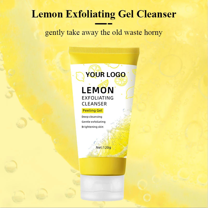 Custom LOGO Lemon Exfoliating Cleanser Skincare Purifying VC Face Wash Clear Pore VC Facial Peeling Gel