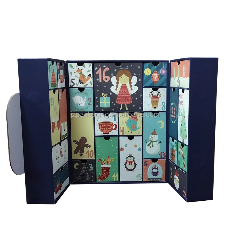 2024 New Design Christmas Advent Calendar 24 Blue China Wholesale Cosmetic Advent Calendar Custom Logo Advent Calendar Box