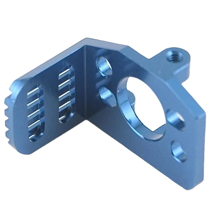 Good quality CNC Machined Blue aluminum radiator heat sink Right Angle motor mount base auto accessories
