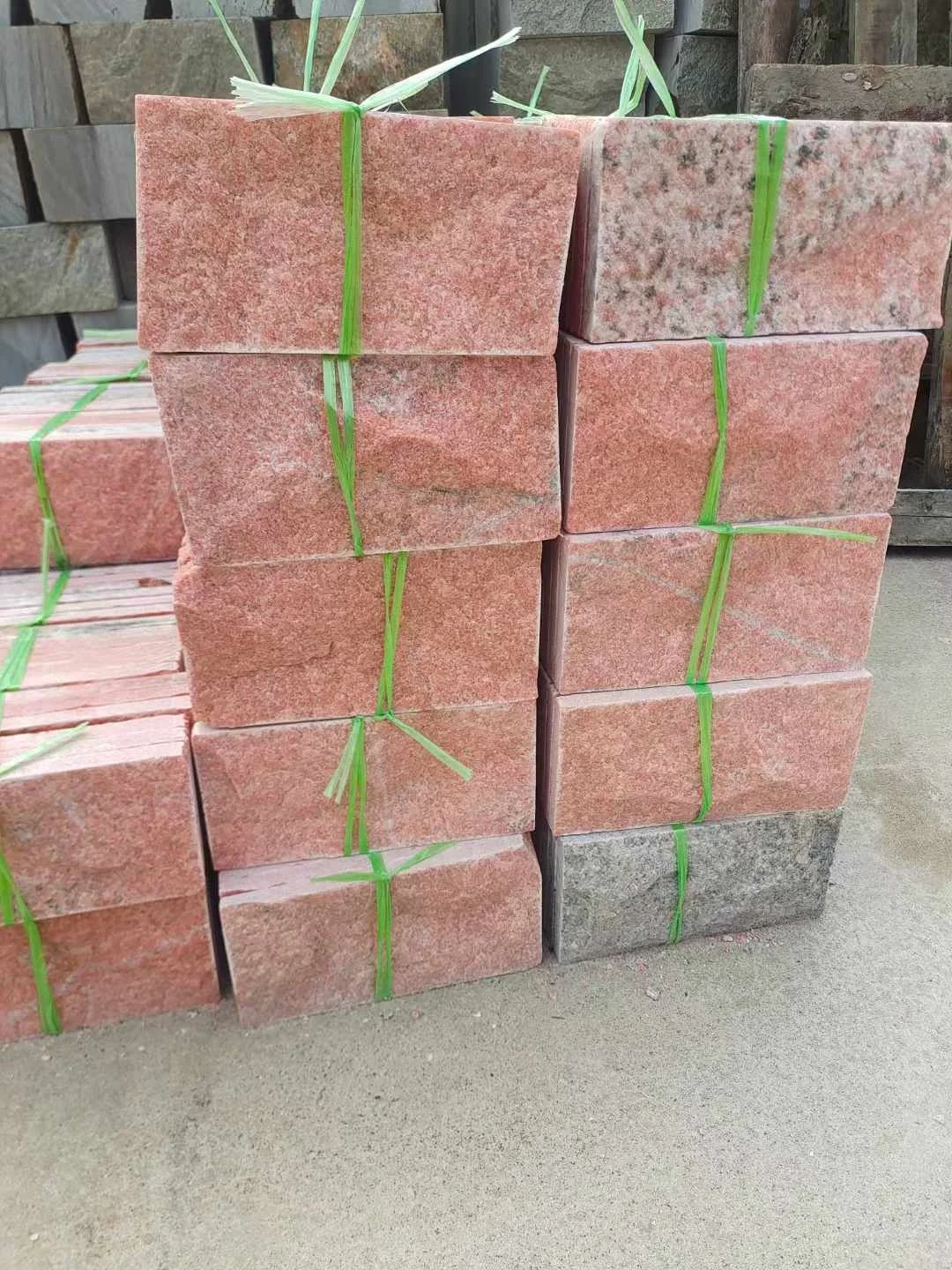 pink stacked stone cladding facade natural culture stone fireplaces exterior siding wall panel veneer exterior stone