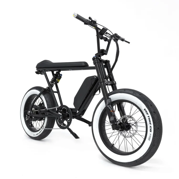 2024 Mario Vintage style 1000w Mac hub motor full suspension fat tire electric bike powered by 52v lithium battery
