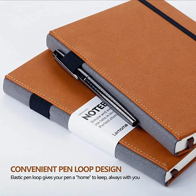 
Thick Classic Notebook with Pen Loop with Pocket Leather Journal notebook 