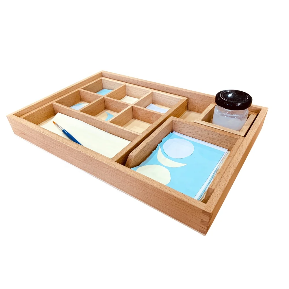 Premium learning games toys for montessori kids  beechwooden glue and paste box suit for 3-6 years old children