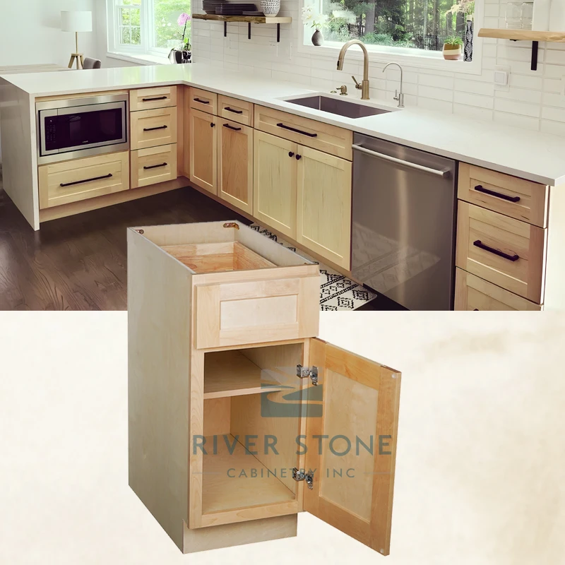 USA Local RTA Plywood Kitchen Pantry Cabinet MDF - Birch Essence Manufacturers Apartment Project Supply