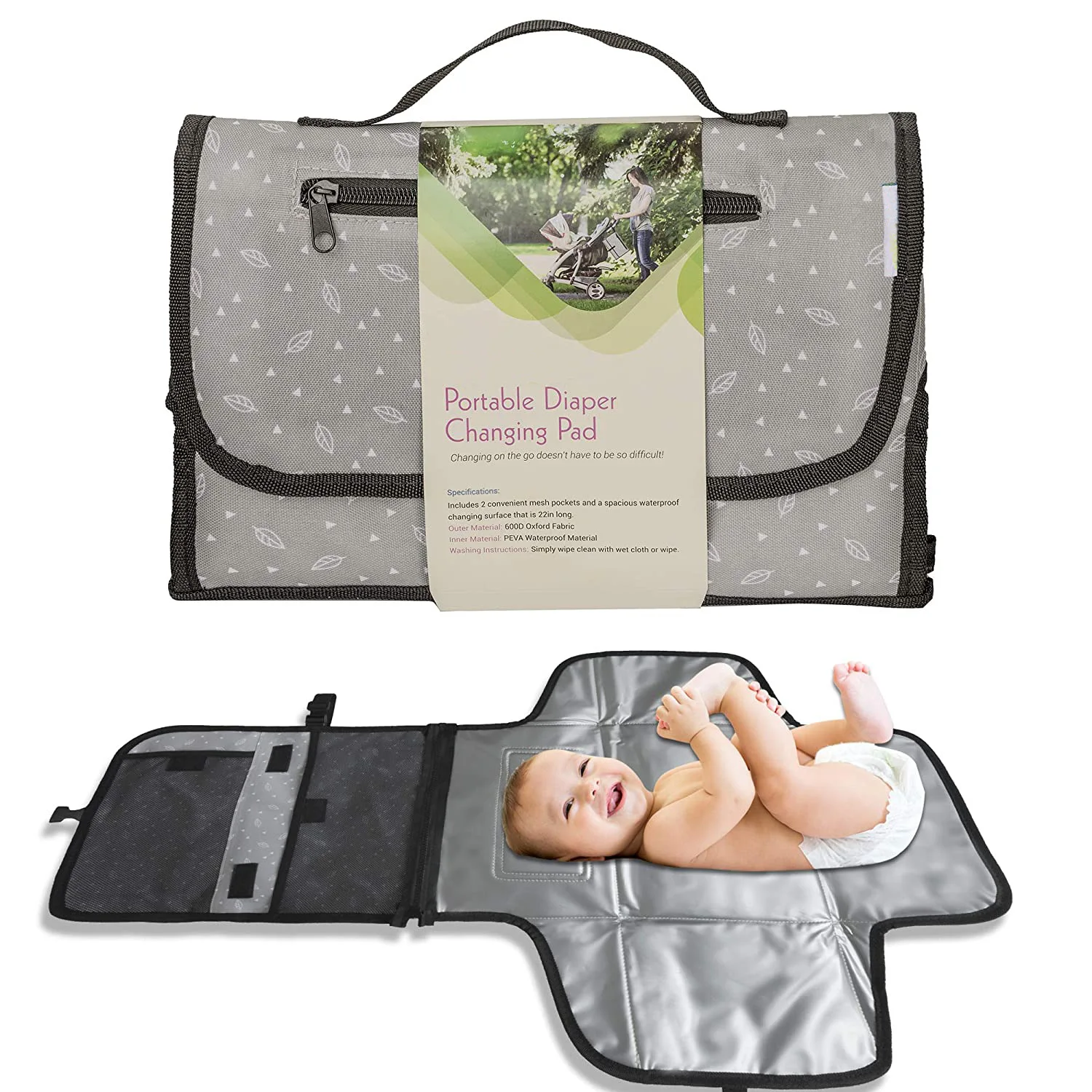 Portable Diaper Changing Pad for Baby Travel Changing Mat with Built-in Head Pillow for Your Infant