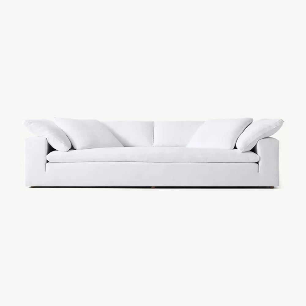 White beige modern linen cloud sofa luxury couch minimalist U L shape modular sofas for home luxury