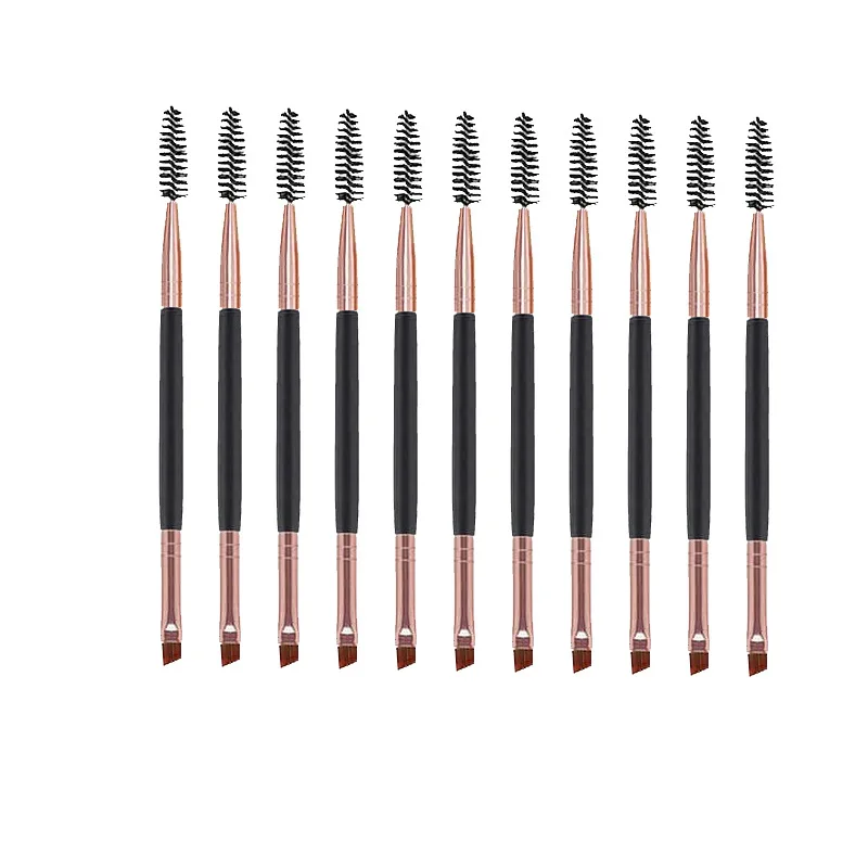Wholesale Single Makeup Brush with Dual Ended Angled Spoolies Double Sided Wood Brow Eyebrow Brush Accessories