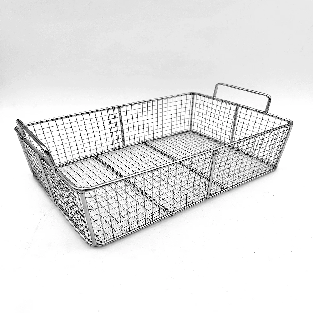 Portable picnic food Fruits and vegetables Metal basket Rectangular stainless steel wire woven storage basket