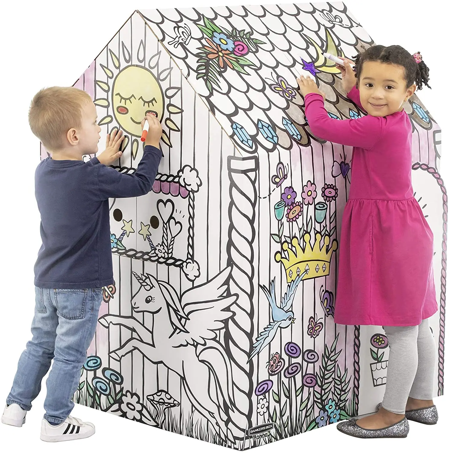 Хит продаж, домашний картонный игровой домик «DIY Doodle» с когтеточкой для кошек и домашних животных, бумажный материал для детей и собак