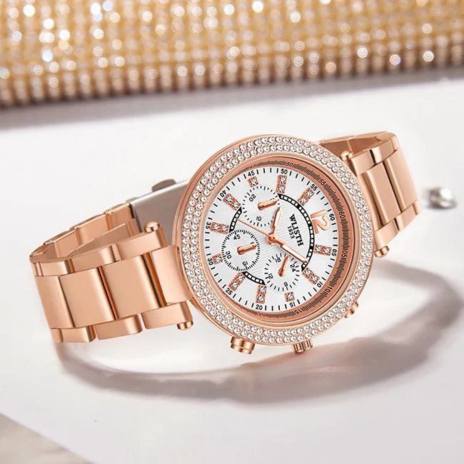 classic japan luxury round sports Waterproof gift couple moissanite diamond women fashion popular lady watch Quartz watch