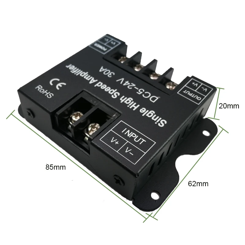 1 Channel Signal Amplifier Controller for CCT RGB RGBW Cob Smd Led Strip Long Distance LED Projects DC5V DC12V DC24V Max 30A