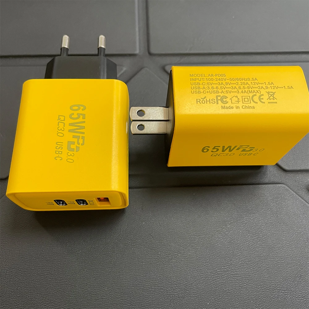 Universal PD 65w USB Type C Power Adapter Brick EU US Plug Fast Charging Cube Block USB Cell Phone Charger