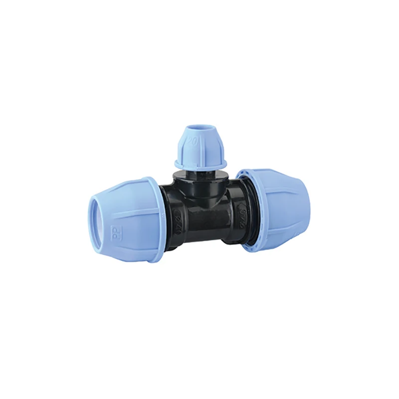 SALVADOR Durable 32mm DIN Light Blue Fish Type PN16 PP Compression Fittings Equal Tee for Irrigation Plastic Pipe Fittings