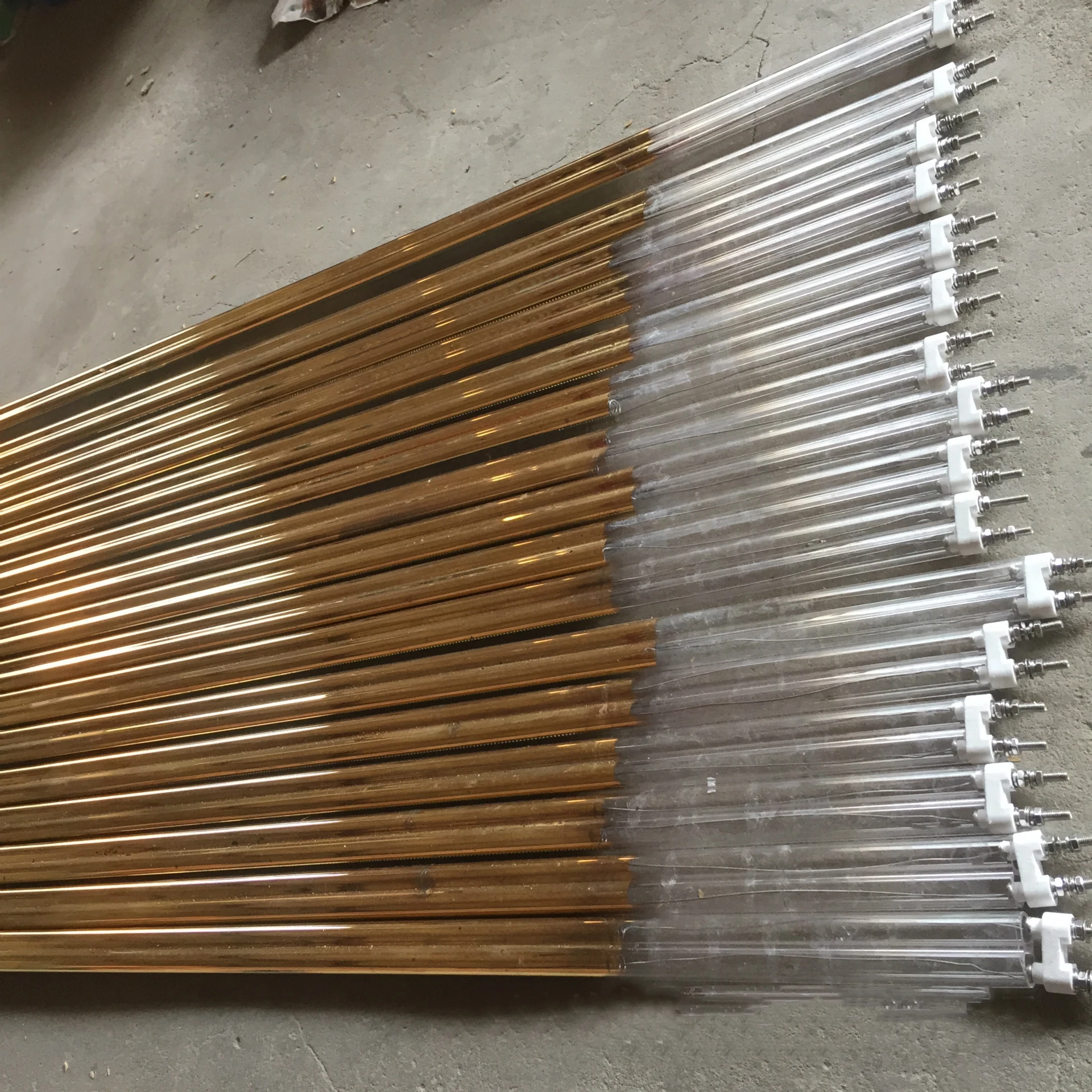 Semi Gold Buffet Plated Halogen Heating Double Tube Lamp Infrared Heating Lamp