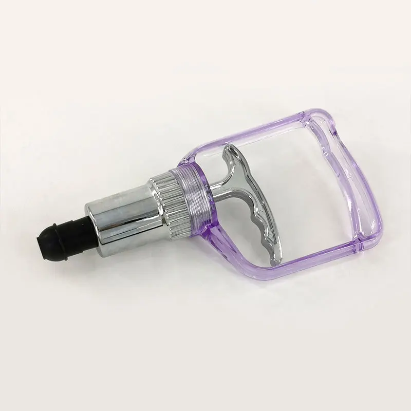 New Fashion Transparent Purple Color Air pump Big Size Cupping Hand Pump Vacuum Gun For Beauty Love Heart Shape Cupping Cup