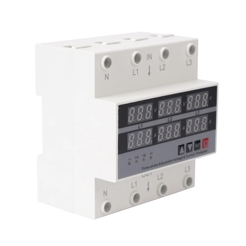 Hot selling 63A Three Phase Din rail under voltage and over voltage protector