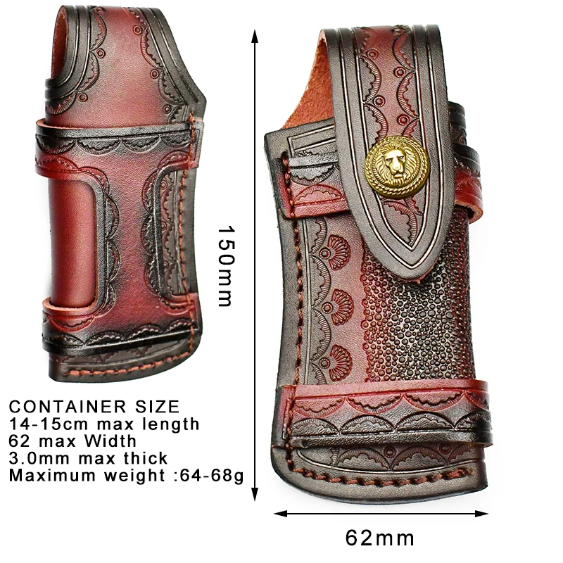 Hotsale Luxury Boutique Folding Knife Leather Sheath Durable Pocket Cover Portable Hanging Case Handmade Customized OEM