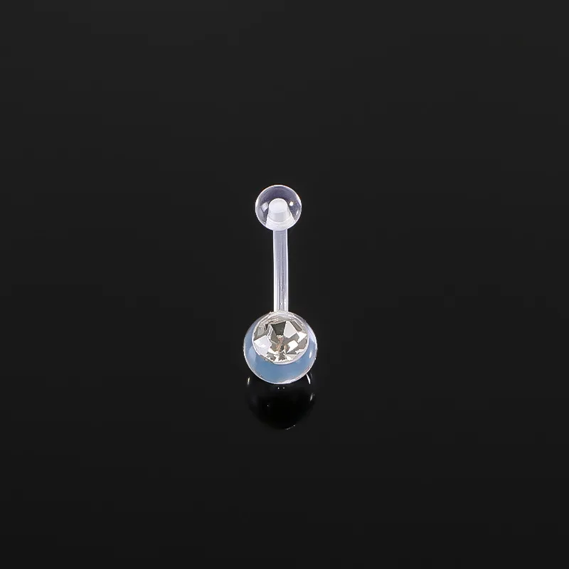 NUORO New Popular Acrylic Inlaid Diamonds Navel Nail Piercing Jewelry Colorful Soft Rod Pave Zircon Belly Button Ring
