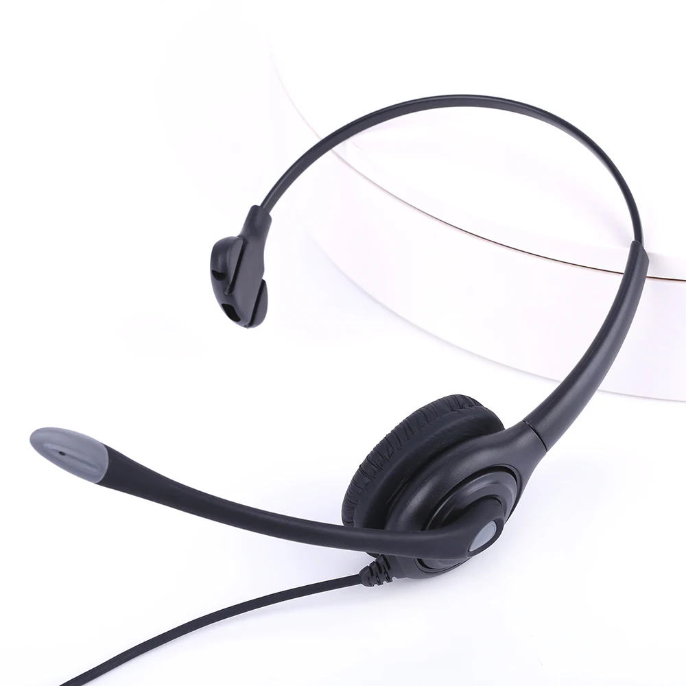 Monaural Call center telephone headset with Plantronics QD connecting with USB, RJ11, DC2.5,3.5 cable optional