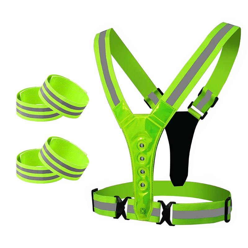 Дышащий Регулируемый светоотражающий жилет высокой видимости со светодиодной подсветкой, эластичный ремень для бега и спорта