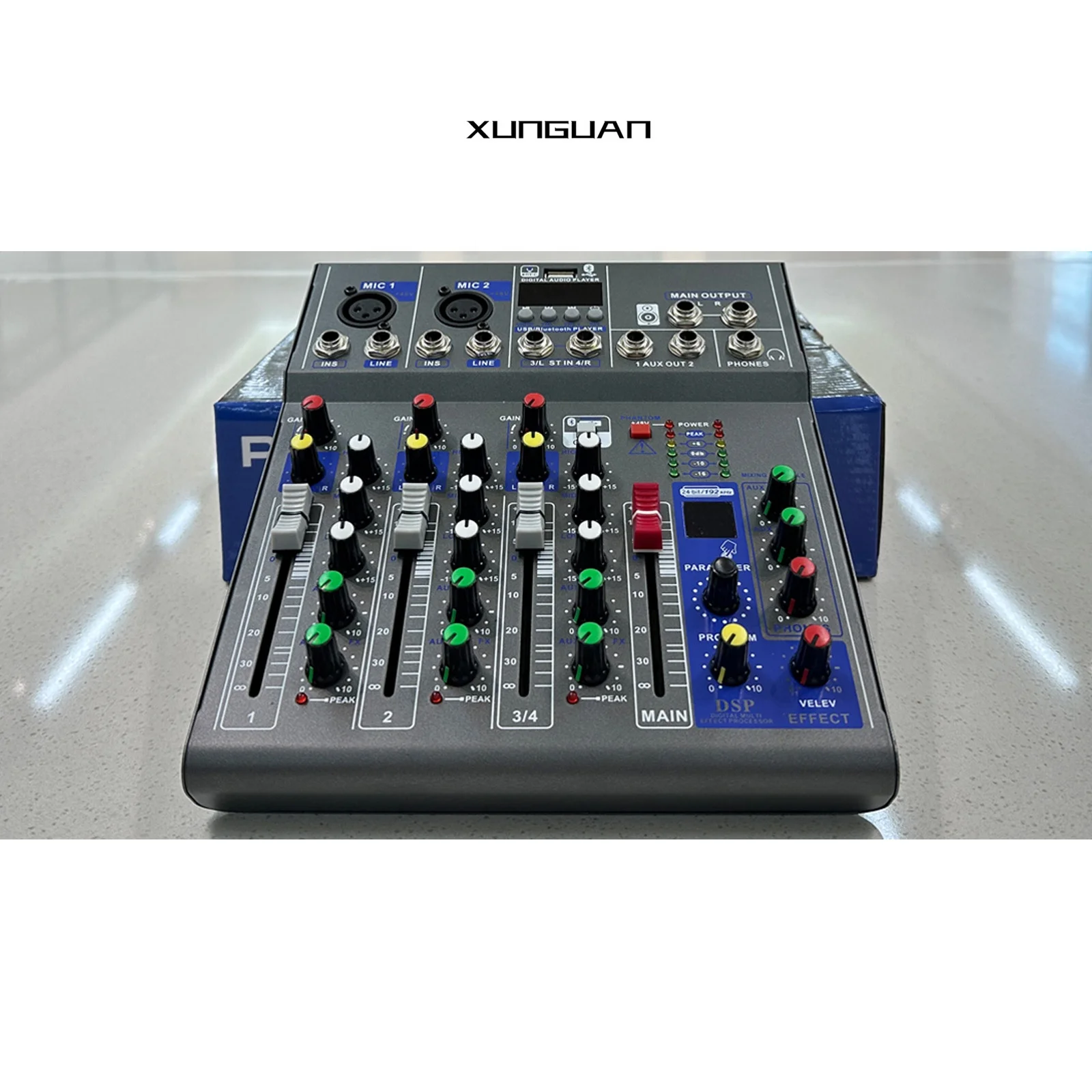 MR04DSP Factory Direct Sales 4 channel Audio Video Mixer With Bluetooth/16 DSP Effects/MP3/2 AUX output